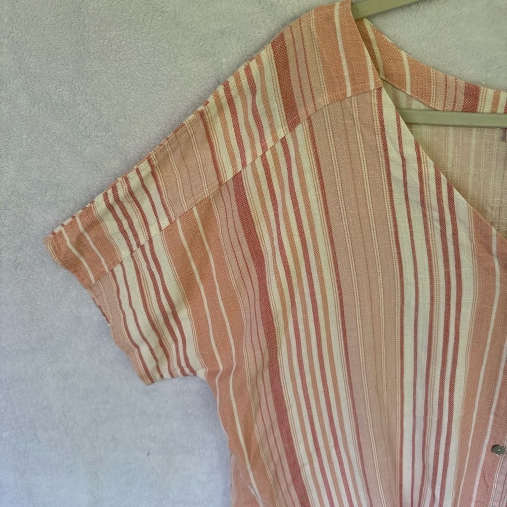 PLUS SIZE Como Vintage Pink and Cream Striped Blouse size XXL - Picture 4 of 9